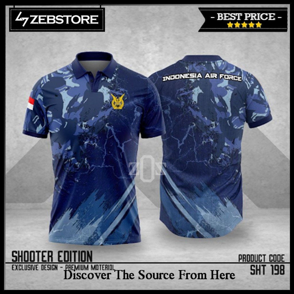 Baju Kaos Jersey Militer TNI Polri Indonesia Air Force Blue