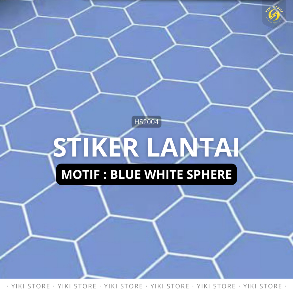 Stiker Lantai & Dinding motif BIRU PUTIH BLUE WHITE SPHERE | Wallpaper Kamar Mandi Toilet Dapur Tamu