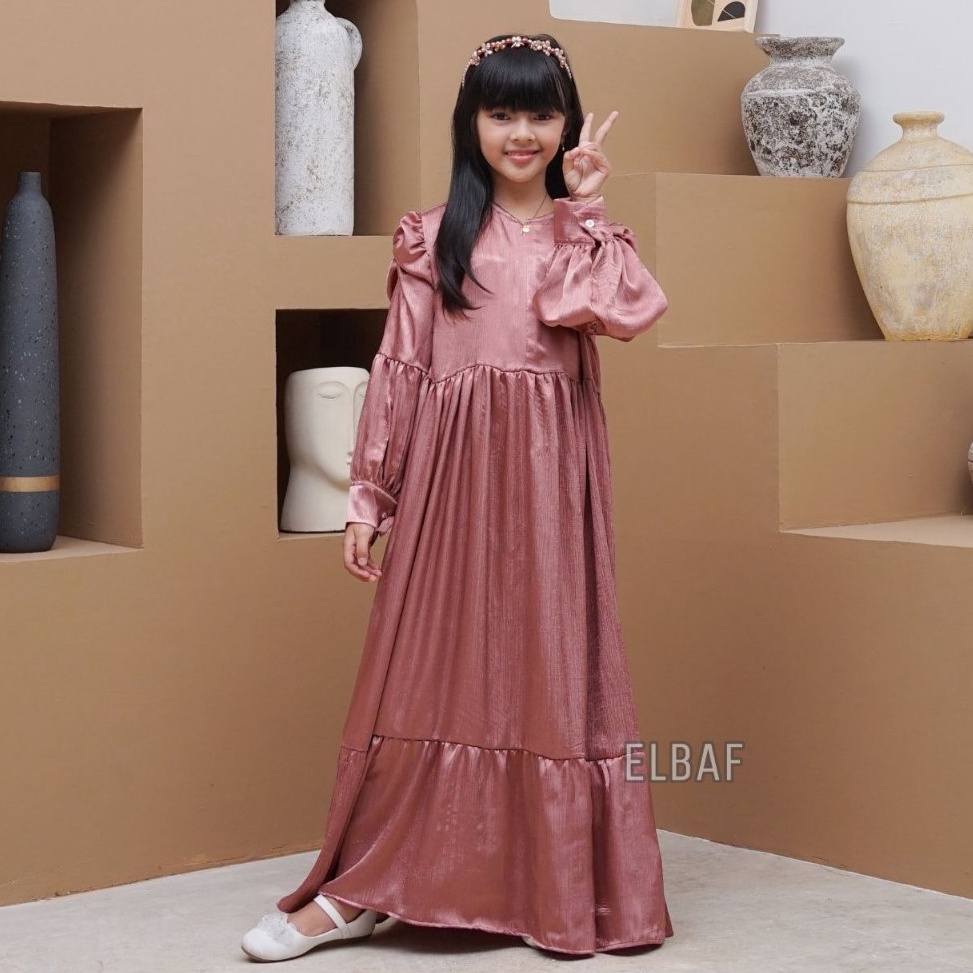 ART O92E Bella Dress Baju Gamis Anak Perempuan Shimmer Creadenza Silk Premium Terbaru 224 Rempel Usi