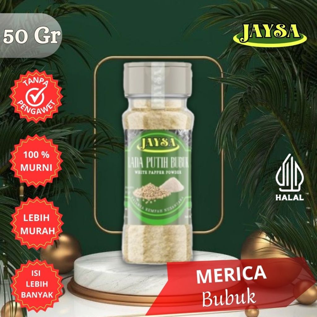 

JAYSA - Lada Putih Bubuk 50 gr / Merica Bubuk / Lada Putih Bubuk Bangka / Ground White Pepper / White Pepper Powder / Bubuk Lada Putih Murni / Bubuk Merica Putih / Merica Bubuk Premium / Lada Putih Bubuk Premium / Premium White Pepper Powder