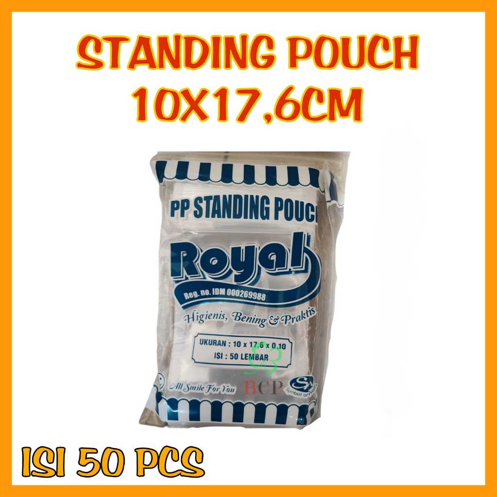 PP Standing Pouch 10x17,6 isi 50 Lbr / Plastik Klip Double Seal Royal