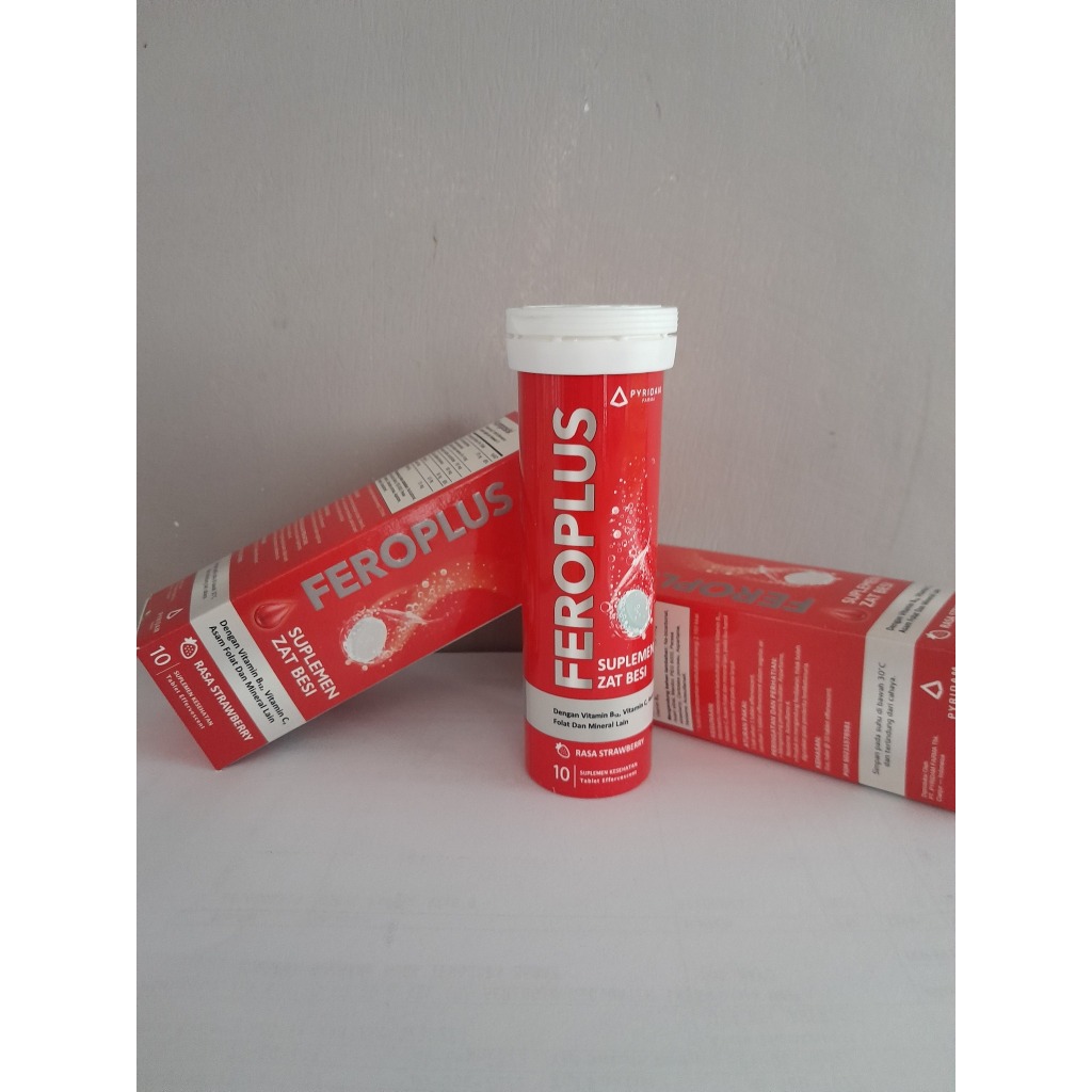 FEROPLUS 10 TABLET EFFERVESCENT RASA STRAWBERRY READY HALAL Paling Murah Asli Ori Baik Bagus PYRIDAM