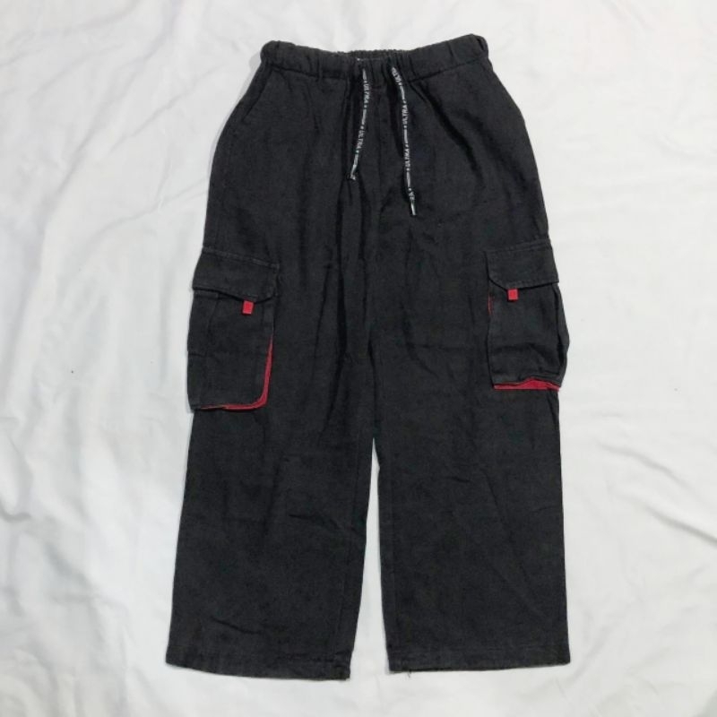 Celana Panjang Longpants Jeans Ankle Cargo Ultra Black Washed Original Second Preloved #CC62