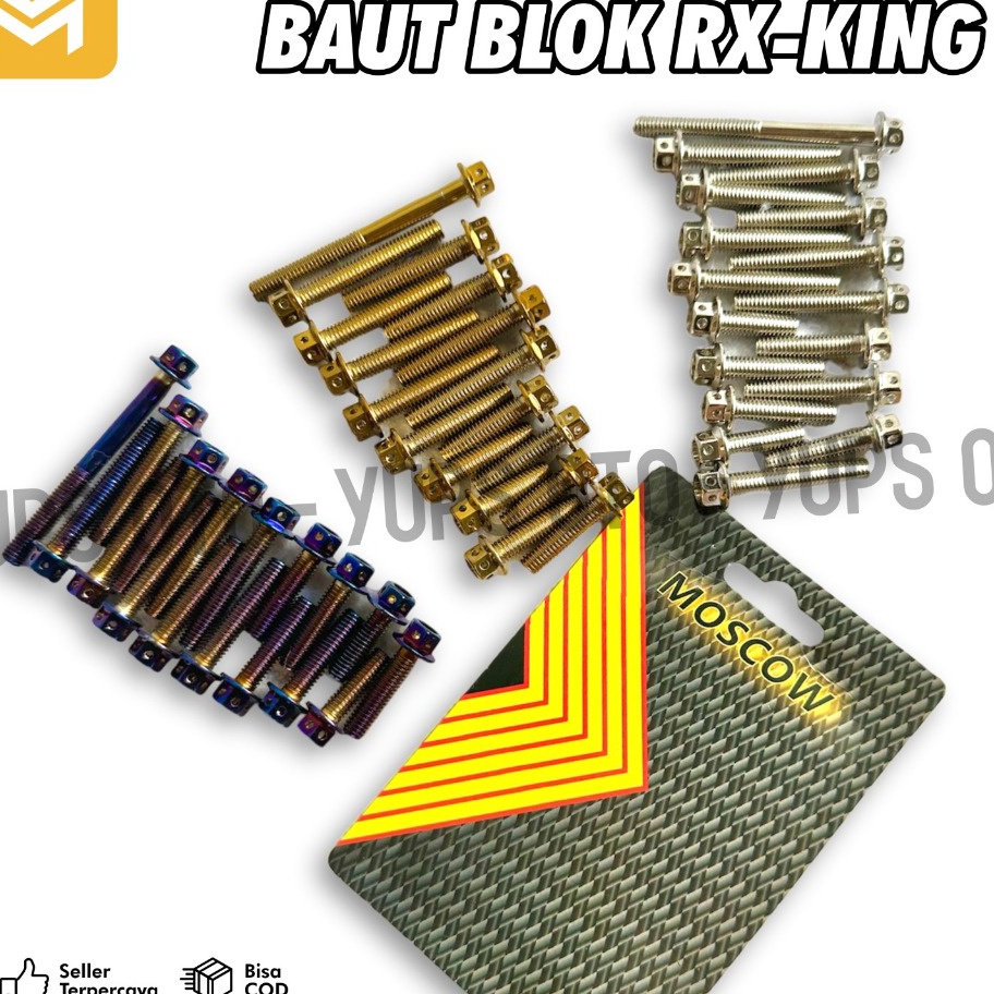 BAUT PROBOLT BAK MESIN RX KING 1SET 17PCS ORIGINAL MOSCOW IMPORT KULITAS CROM JERNIH PNP BAUT CVT RX