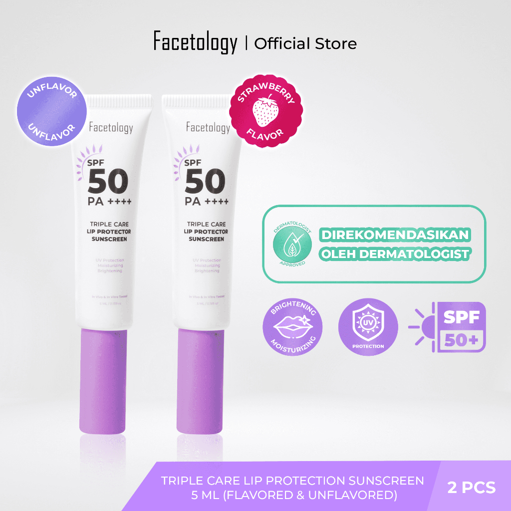FACETOLOGY Triple Lip Sunscreen Protector Unflavor / Flavor