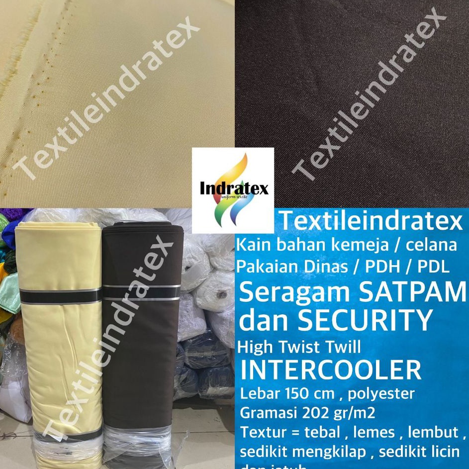 Terlaku  per setengah meter  kain twill high twist INTERCOOLER seragam satpam security krem cream co