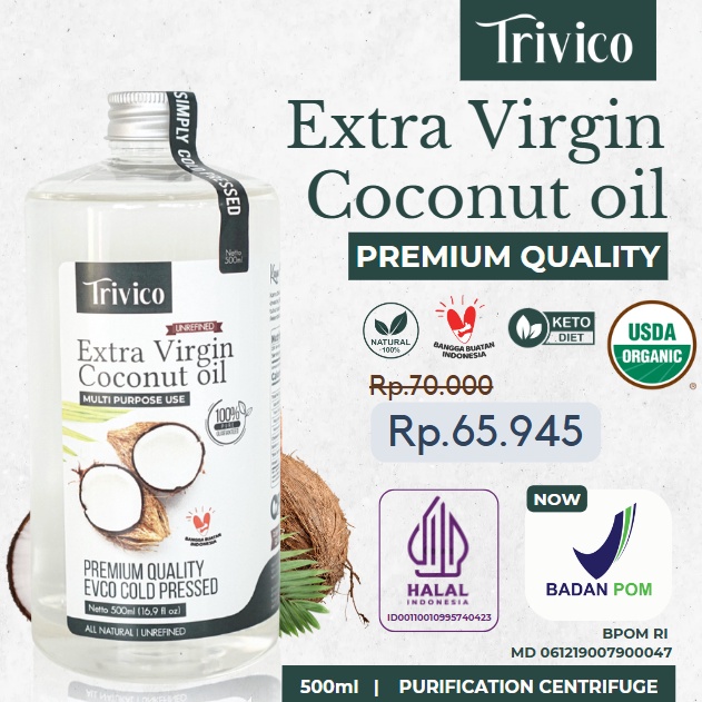 

Terlaris TRIVICO VCO PREMIUM EVCO VIRGIN COCONUT OIL VCO VCO 5ML MINYAK KELAPA MURNI 1 COCONUT OIL 5 ML
