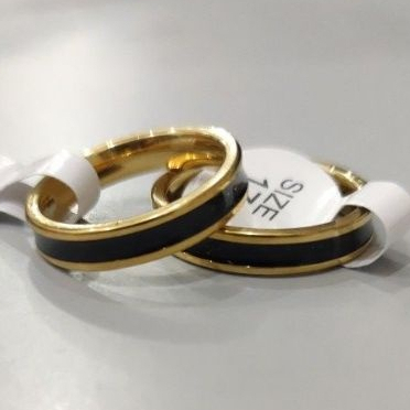 Cincin Titanium List Gold Model Kecil / Cincin Titanium Couple List Gold