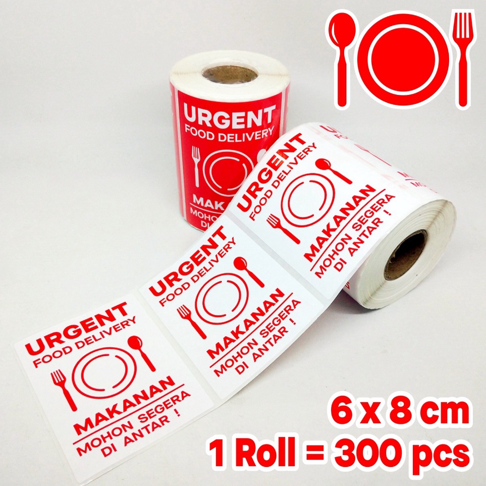 

Berkualitas Tinggi Sticker Label Urgent Food Dery Online Shop Stiker Pengiriman Makanan OlShop 6 x 8 cm 1 roll3 pcs