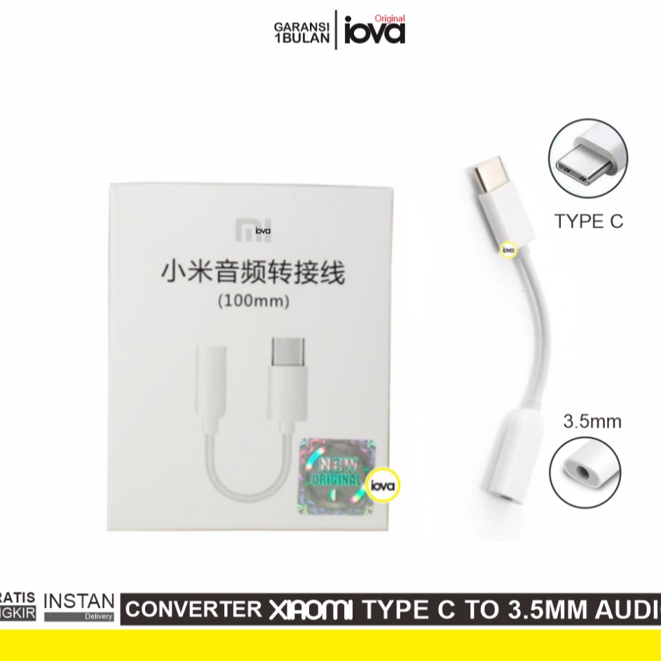 Terkini Adapter converter headset type c to jack audio 35mm MI 8 9 PRO MI MIX 2 2S 3 ORIGINAL