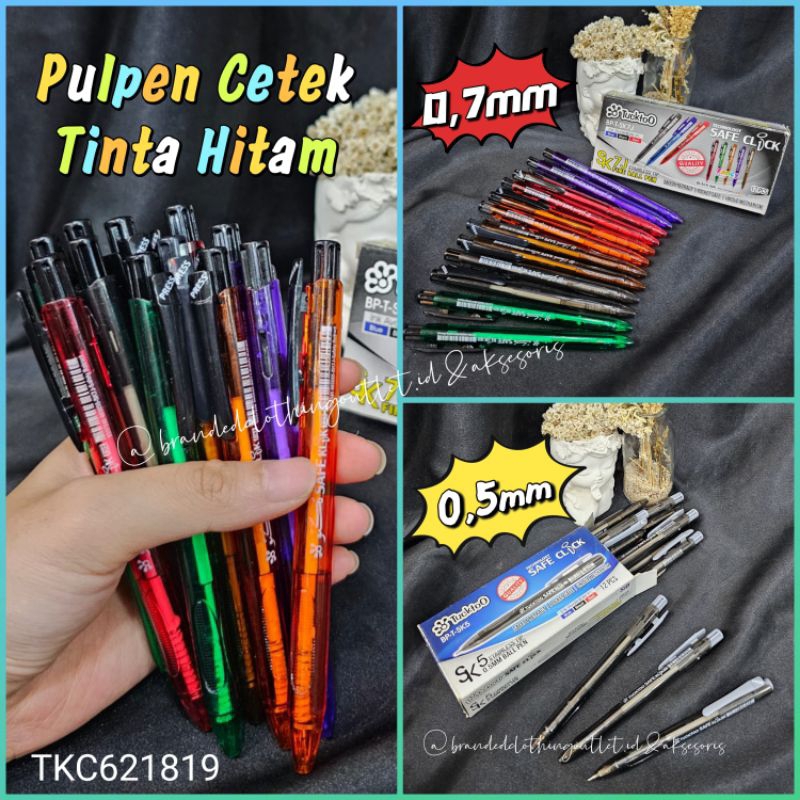 

PULPEN CETEK HITAM 0,5MM & 0,7MM / PEN KLIK TUCKTOO / PENA PENCET / BALL PEN CLICK BALLPOINT / TKC621819