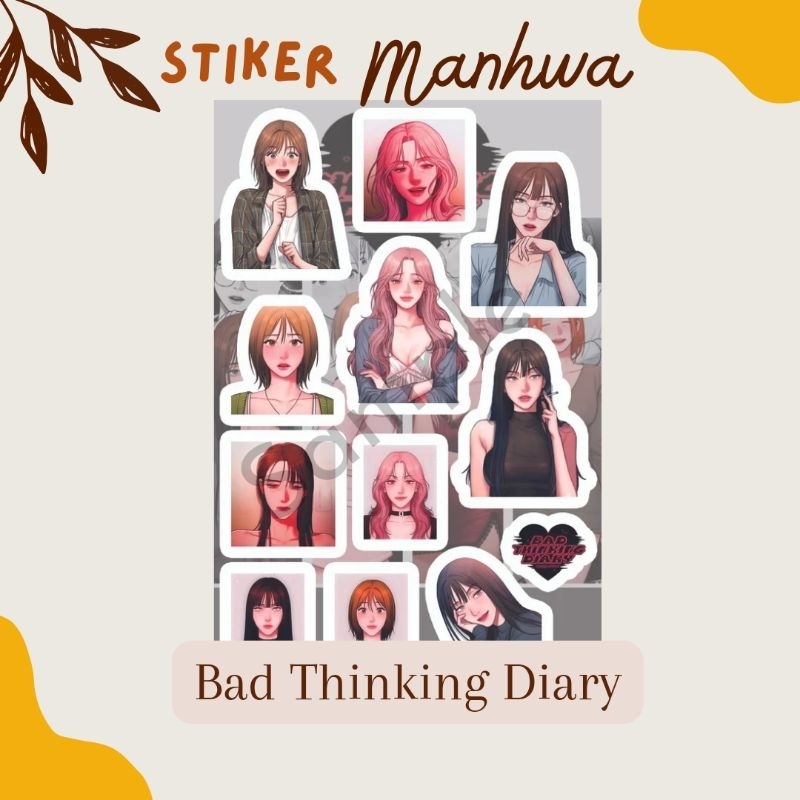 

Sticker Manhwa Bad Thinking Diary A6 Kang Yuna Kim Minji Hyera Stiker Laminasi Glossy Anti Air Manhua Manga Anime
