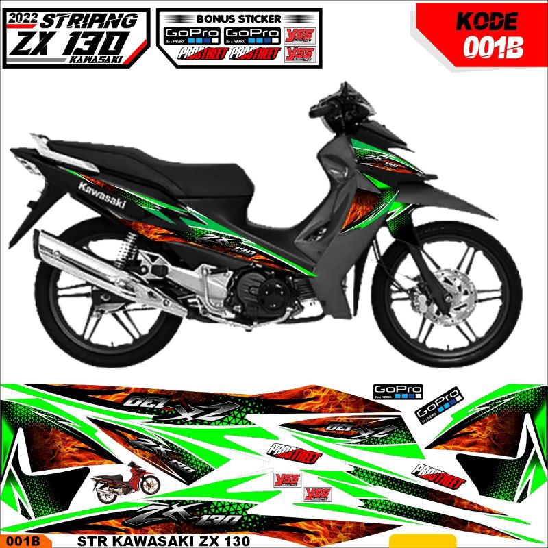 Sticker Variasi Striping Motor Kawasaki ZX 130CC