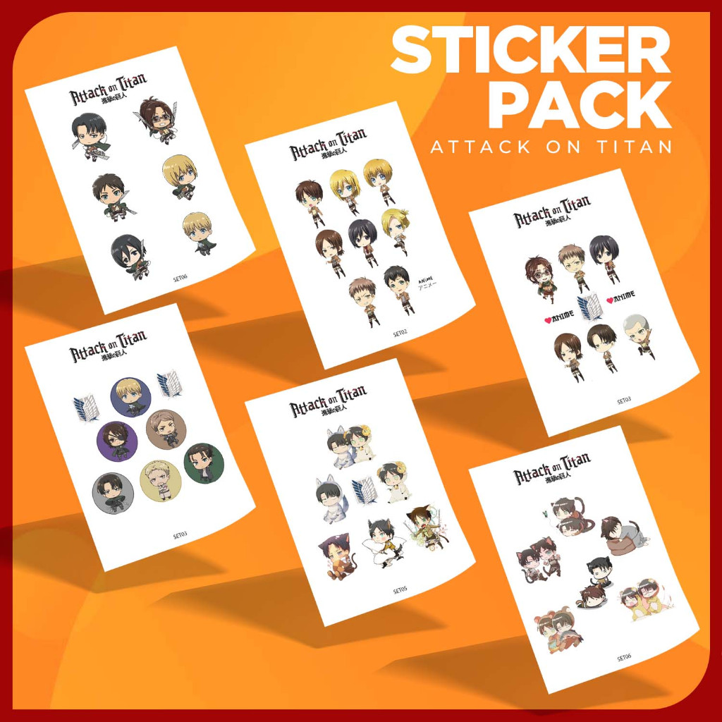 

Sticker / Stiker Pack Edisi Attack On Titan Untuk Handphone, Laptop, Tablet, Ipad, Helm, Sepeda, dll