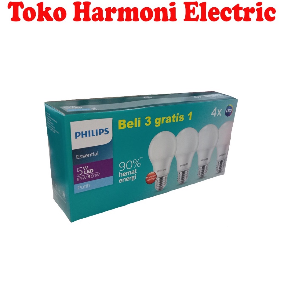 LAMPU PHILIPS ESSENTIAL LED 5WATT MIULTIPACK