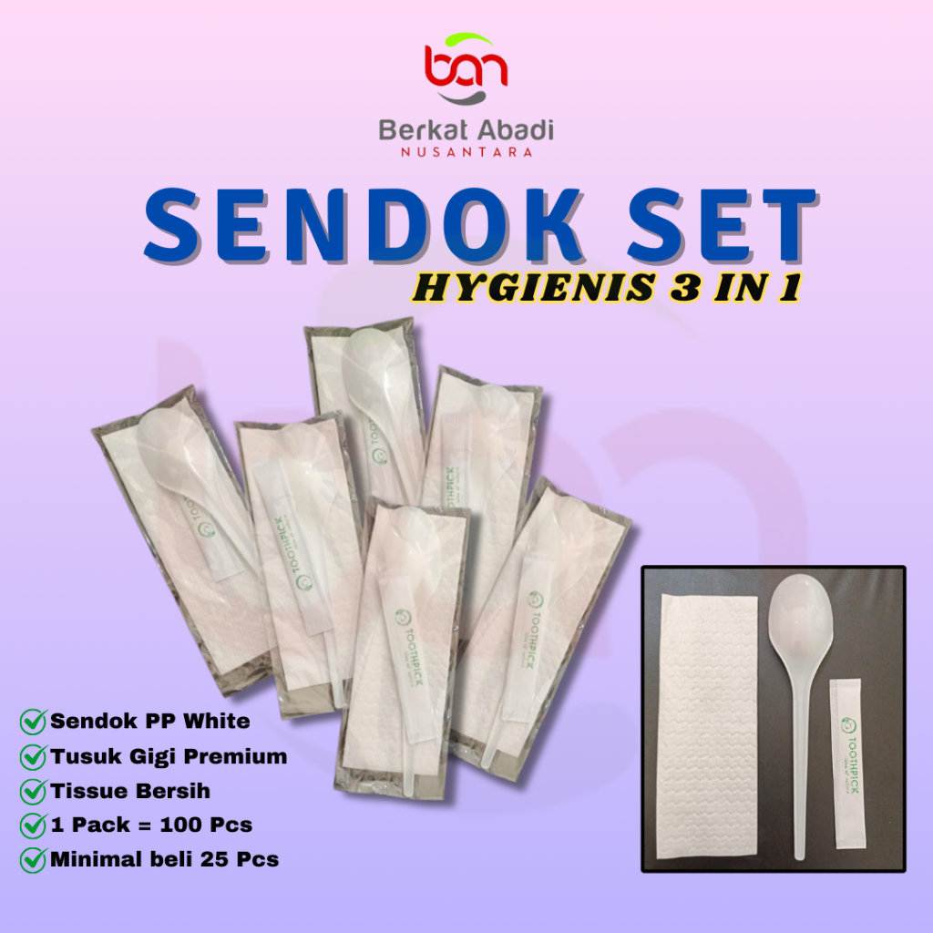 SENDOK SET PLASTIK TISU TUSUK GIGI / SET SENDOK PLASTIK MURAH / SENDOK KATERING