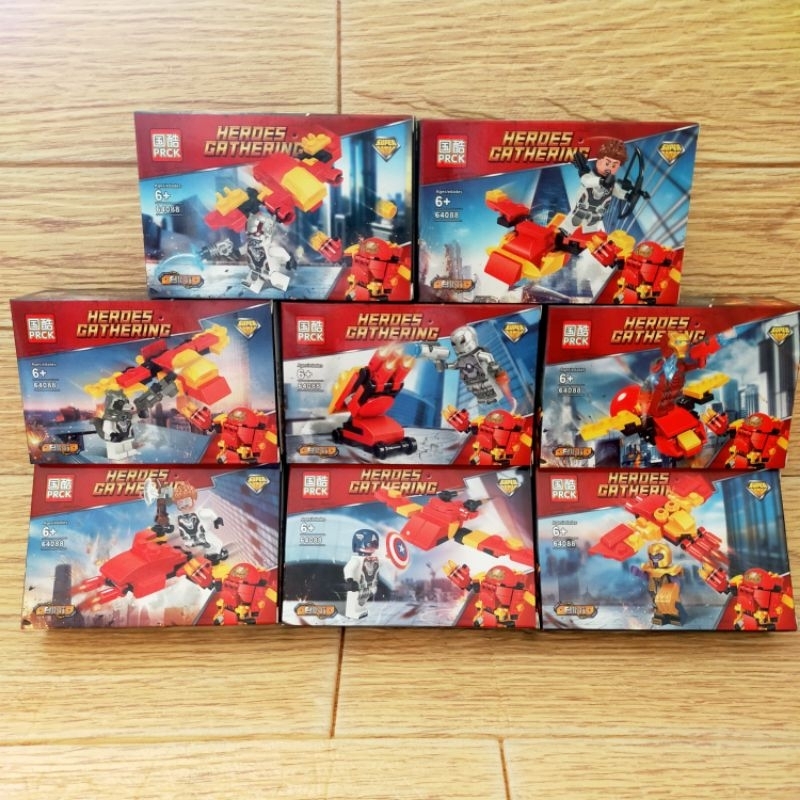 Mainan minifigures brick block superhero super heroes gathering kendaraan avengers 64088 66014 hulkb