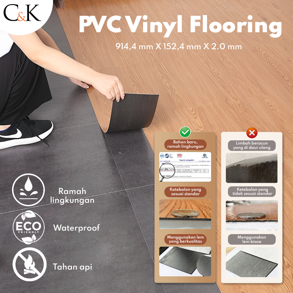 VINYL FLOORING, PVC VINYL FLOORING STICKER TEBAL 2MM