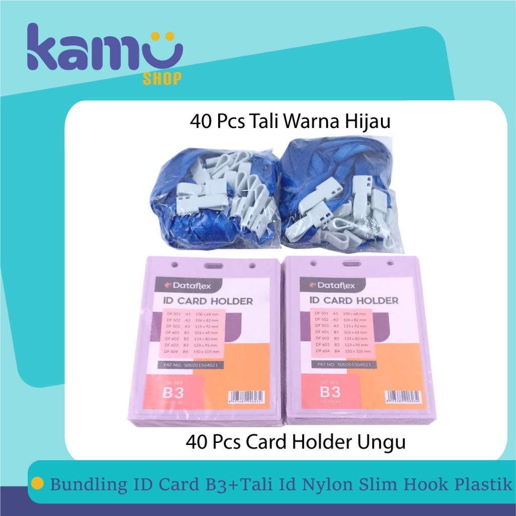 

BUNDLING 40 Pcs ID CARD B3 + 40 Pcs Tali ID Nylon Slim Hook Plastik ( CBT - NYLK )