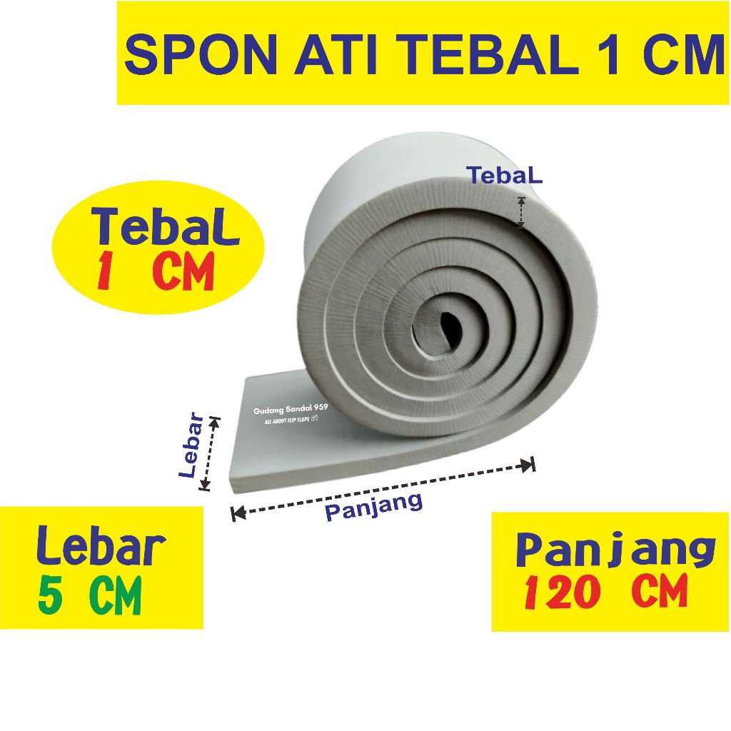 ( LIMBAH ) SPON ATI / SPON ATI / BUSA ATI / SPON EVA TEBAL 1 CM WARNA ABU-ABU UKURAN 5 CM X 120 CM B