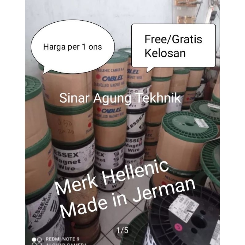 Kawat tembaga Email 0,55 Merk Hellenic  Original made in Jerman