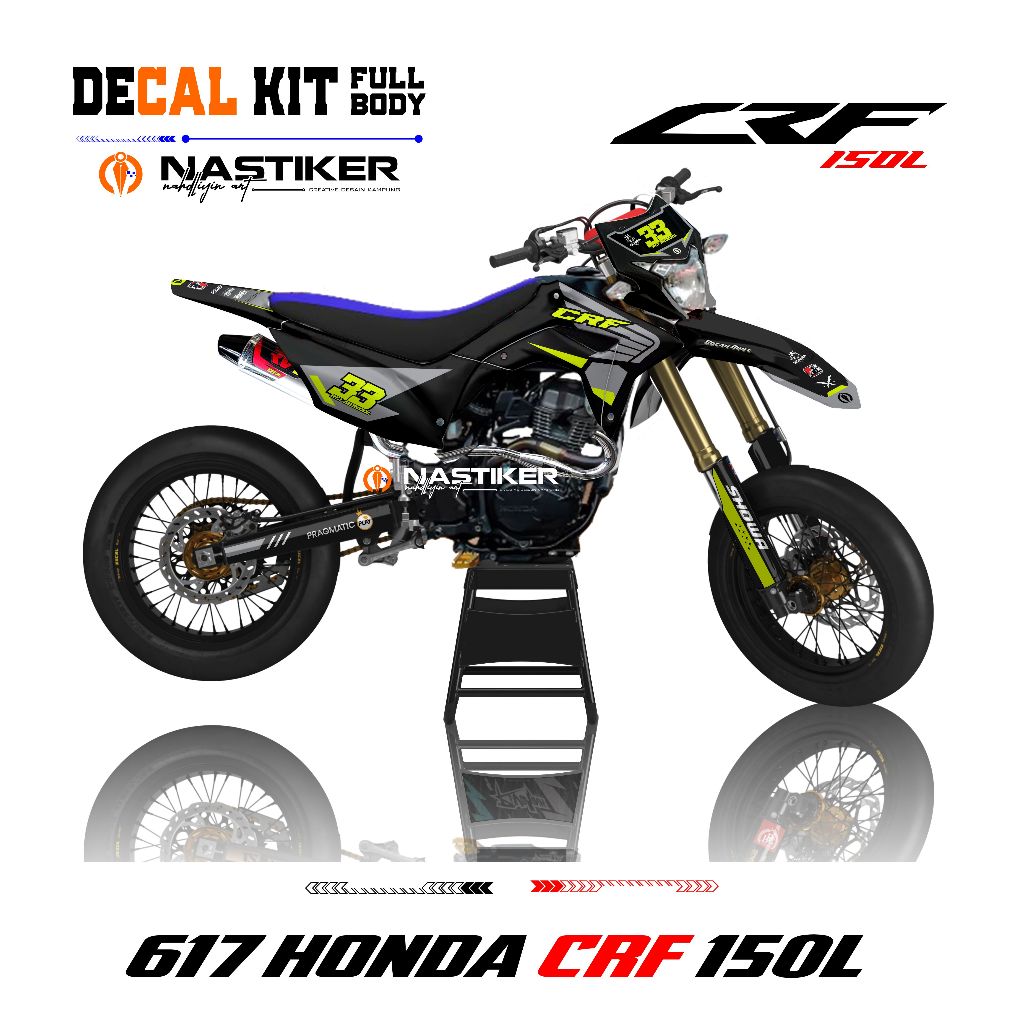 DECAL HONDA CRF 150L ABU-ABU - STIKER STICKER MOTOR CRF 150 L HITAM LIST ABU-ABU FULL BODY