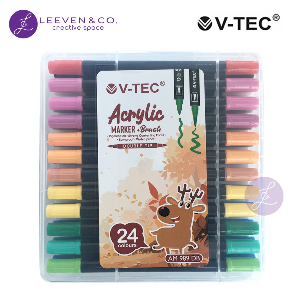 

V-TEC ACRYLIC MARKER + BRUSH PEN 24 COLOR (AM 989 DB)
