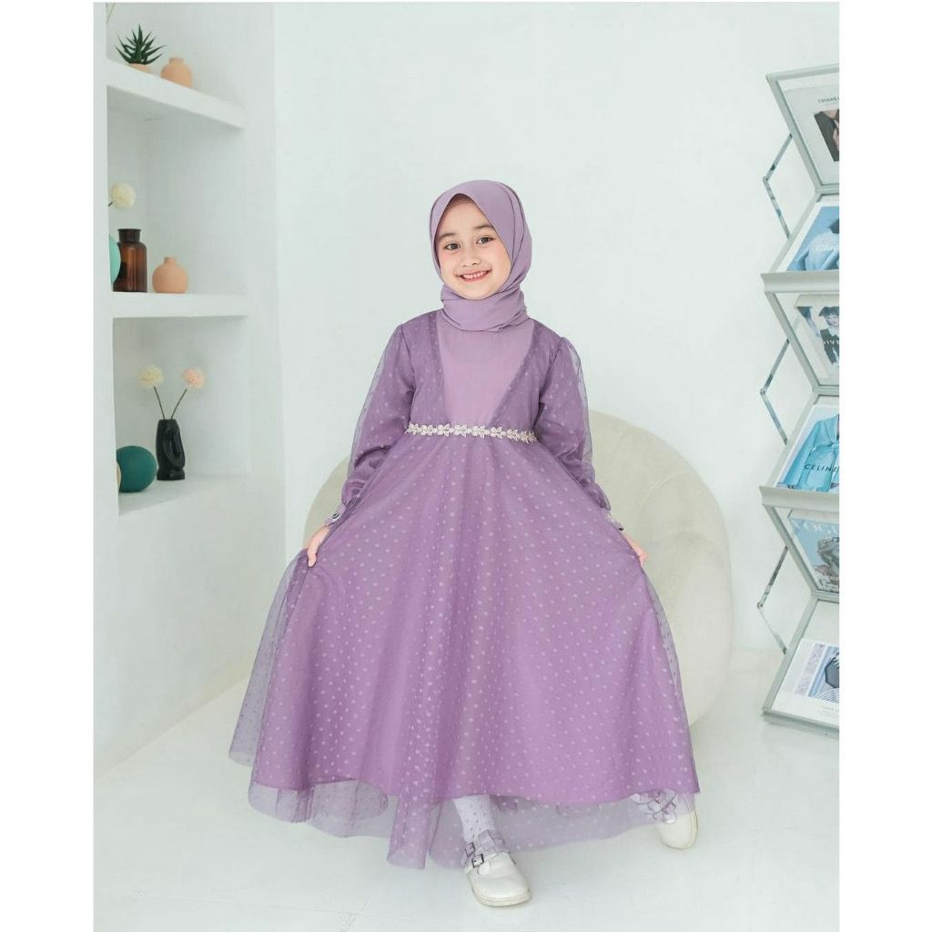 ALYONA KIDS  GAMIS ANAK PEREMPUAN USIA 2 3 4 5 6 TAHUN DRESS WANITA KEKINIAN GROSIR  MOTIF TILE DOT