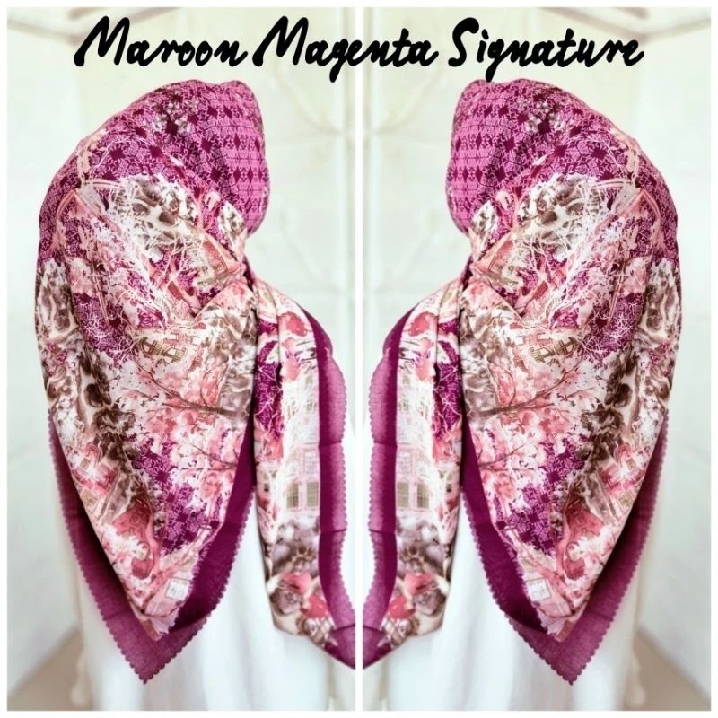 NUANSA MERAH hijab segiempat denay voal motif semarang