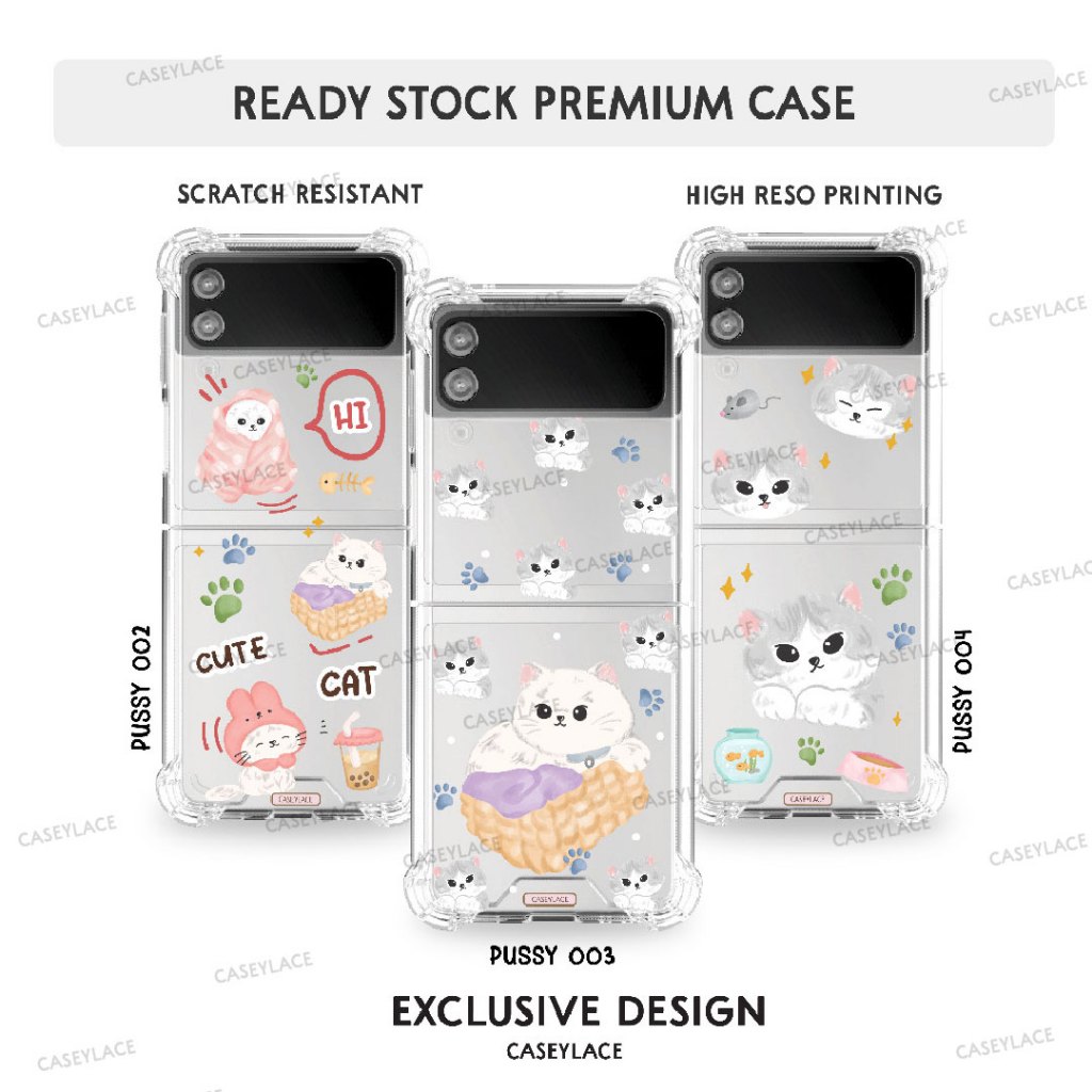 Anticrack Case - Pussy kucing lucu Collection - For Samsung Z Flip 3/4/5 - Z Fold 3 / 4