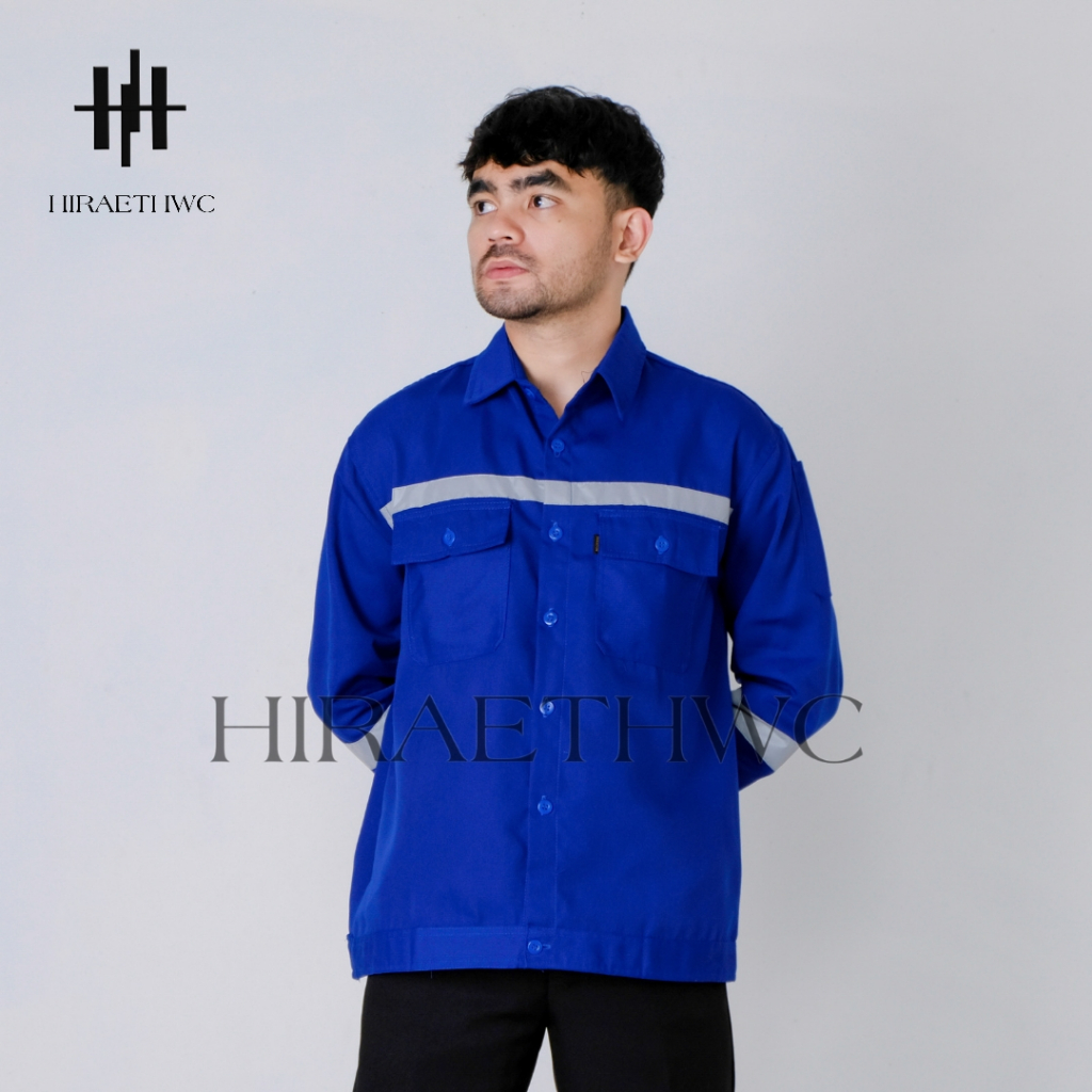 Hiraeth - Baju Kerja Proyek/Seragam Kerja Lapangan/Kemeja Safety Lengan Panjang/Baju Proyek Safety/B