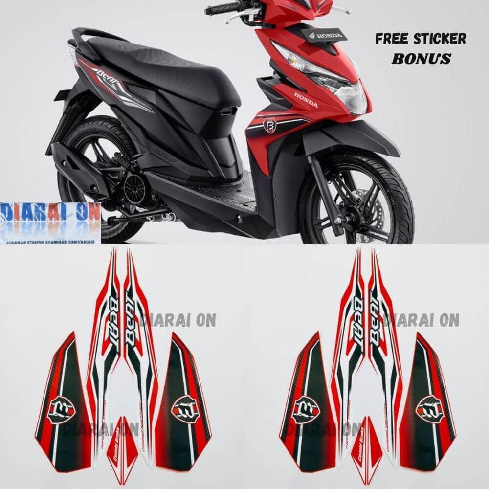 Striping Stiker Honda Beat 2019 - Beat ESP iss 2019 Putih Merah Murah