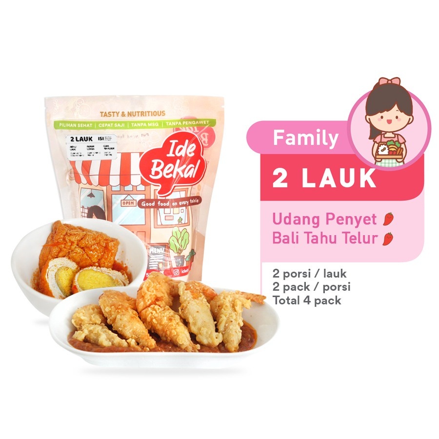 

Idebekal Udang Penyet & Bali Tahu Telur / Menu Family 2 Lauk / Family Frozen Food / Makanan Sehat