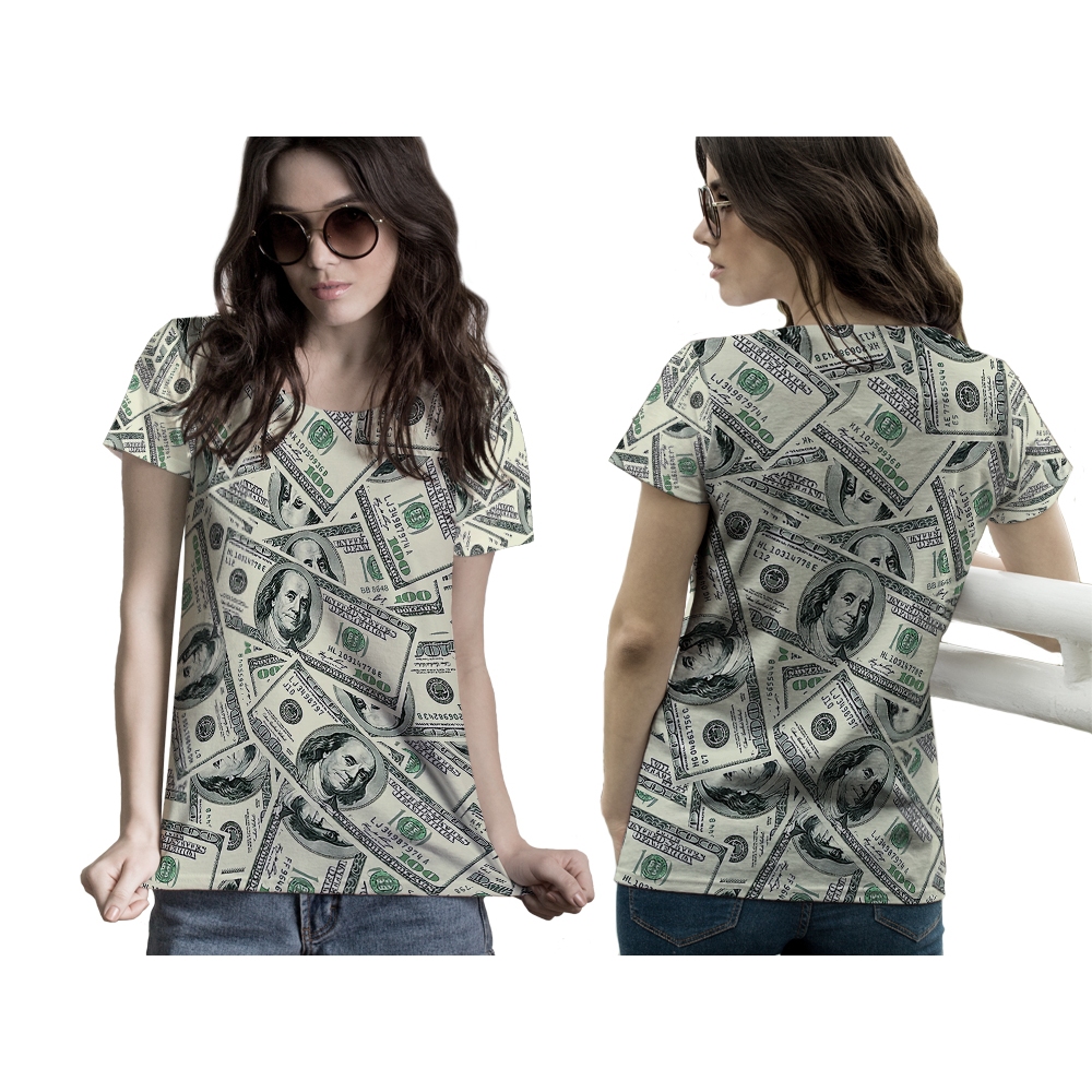 [RiaShop] Kaos Money Dollar Wanita | Jersey Money Dollar Printing