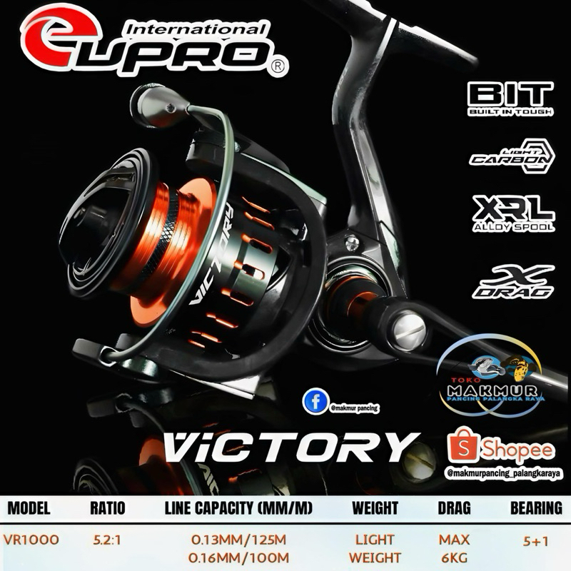 Reel EUPRO VICTORY size  1000 | Body CARBON | Super Light | Power Handle | X Drag