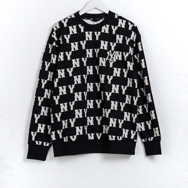 Sweater MLB NY MONOGRAM FLOCKED BEIGE BLACK SWEATSHIRT 100% ORIGINAL