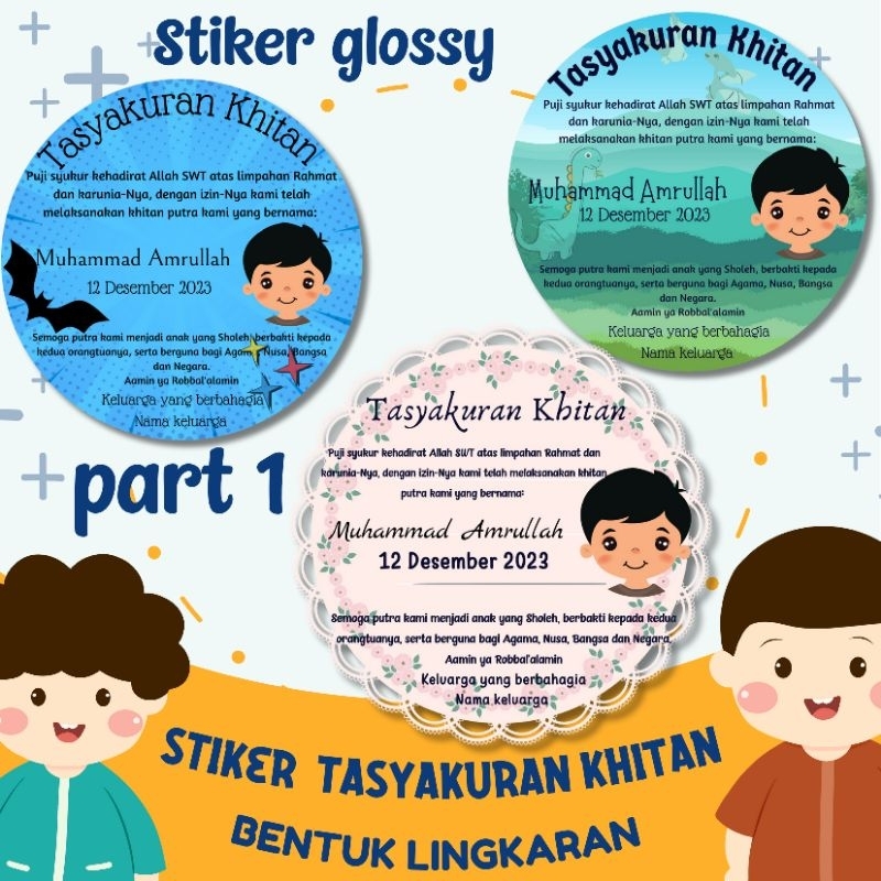 

part 1/Stiker Tasyakuran Khitan/isi 32pcs/walimahan Khitan/1hari jadi/sunatan/Stiker box nasi