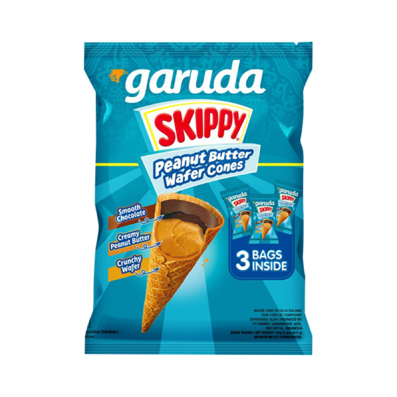 

skippy peanut butter wafer cones 45g - skippy peanut butter mini cones