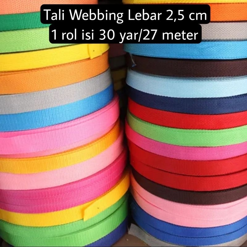 Tali Webbing 2,5 cm Tali Bisban Warna 1 rol Webbing 2,5 cm