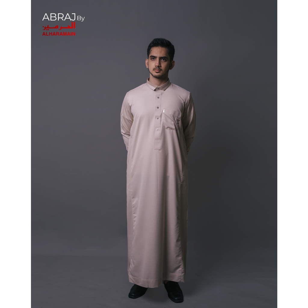 ABRAJ by Al Haramain Jubah / Gamis Pria Dewasa Slimfit Manset Premium SCC (167 A) | Putih Tulang | Cream-1