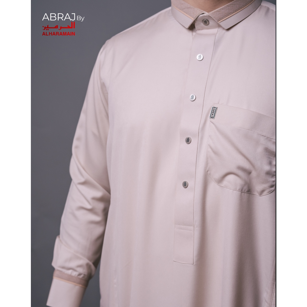 ABRAJ by Al Haramain Jubah / Gamis Pria Dewasa Slimfit Manset Premium SCC (167 A) | Putih Tulang | Cream-2