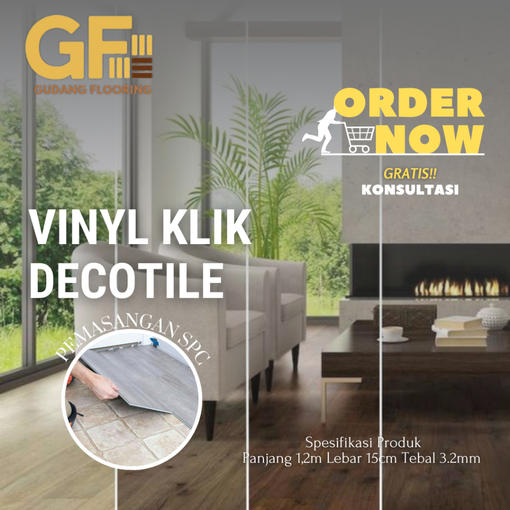 Lantai SPC Vinyl Klik DECOTILE - Click System Flooring Tebal 3,2mm