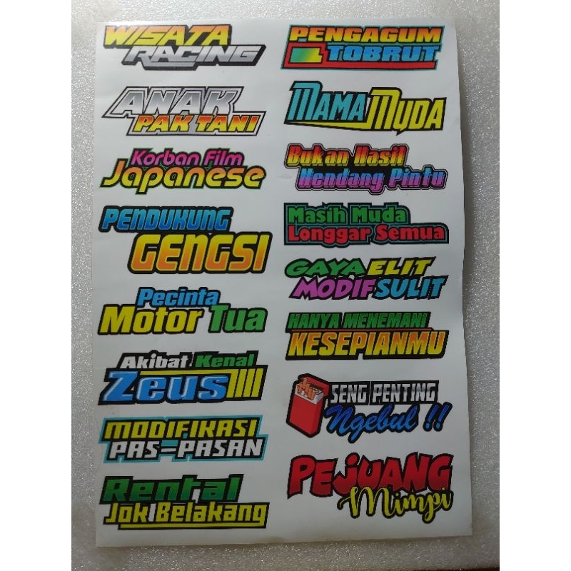 

Bisa COD | Sticker Tahan Air Sticker Vynil Sticker Motor Perlembar a4 part3