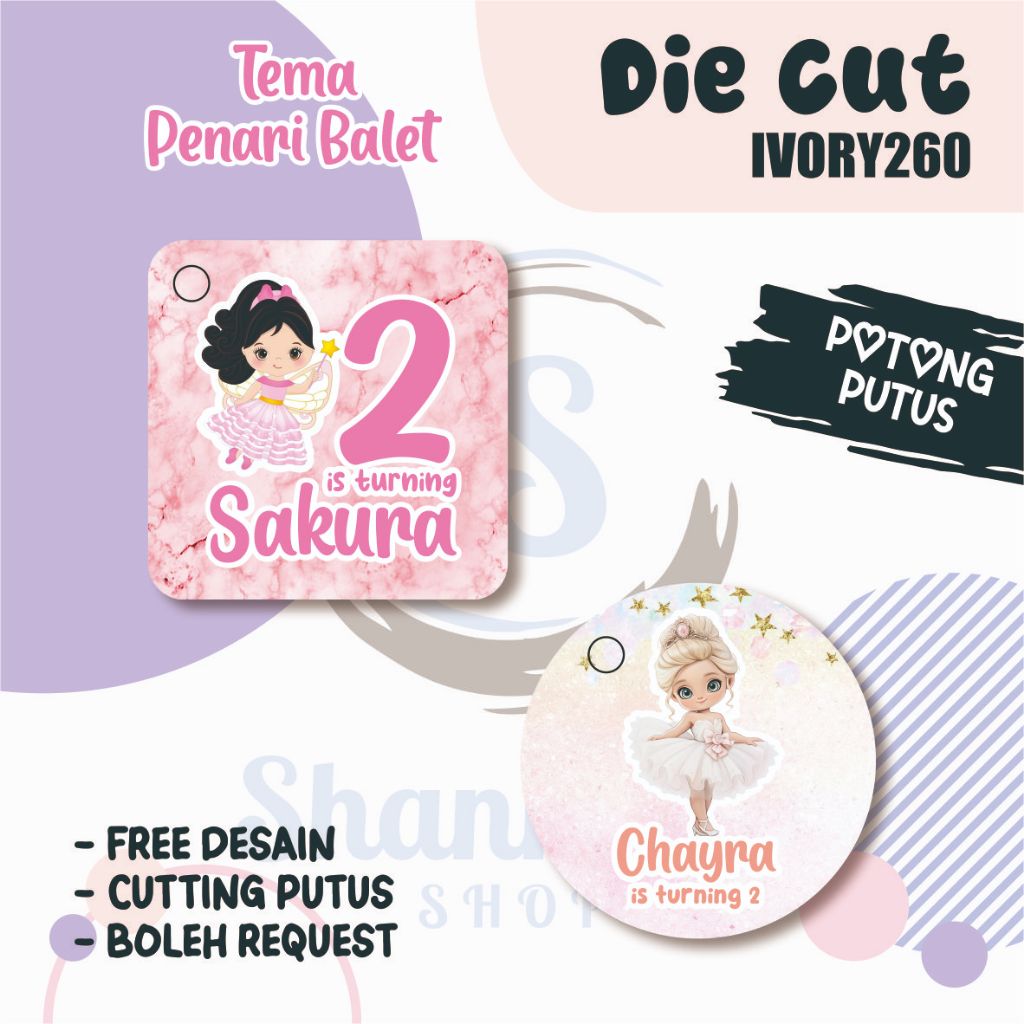 

Tag Bulat Kotak Ulang Tahun PENARI BALET /Tag Label Ulang Tahun / Hangtag Hampers Custom