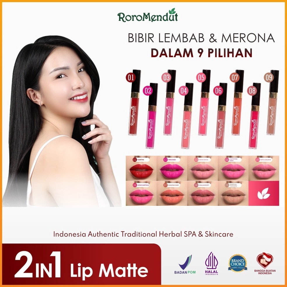 RORO MENDUT 2in1 LIP MATTE SERUM  BPOM HALAL LIQUID LIPSTICK LIP CREAM BIBIR LONG LASTING LIPSTIK KO