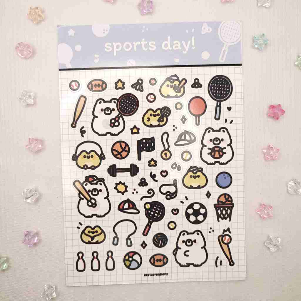 

Sport Day Stiker Lucu Ala Korea | Sticker Pack Decor Journal | Glossy Stiker Sheet