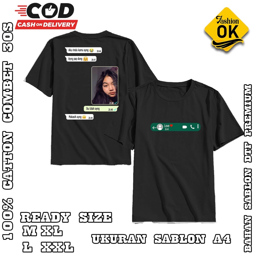 Warna KAOS KATA UNIK CHAT WA 100% KATUN COMBED 30S | Maaf kamu terlalu baik buat aku semoga dapat