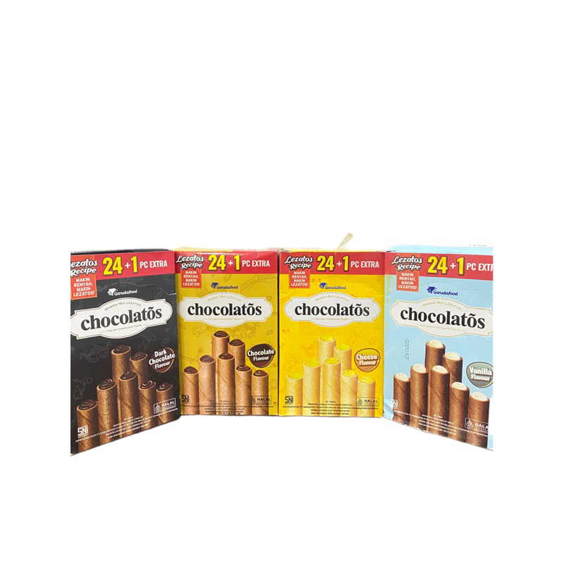 

Chocolatos Wafer Roll Coklat Stik 1 Box isi 25 Pcs