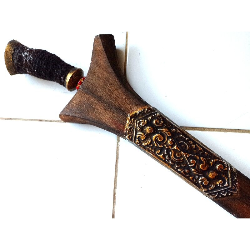 Keris Bali pamor kulit semangka panjang bilah 37 cm