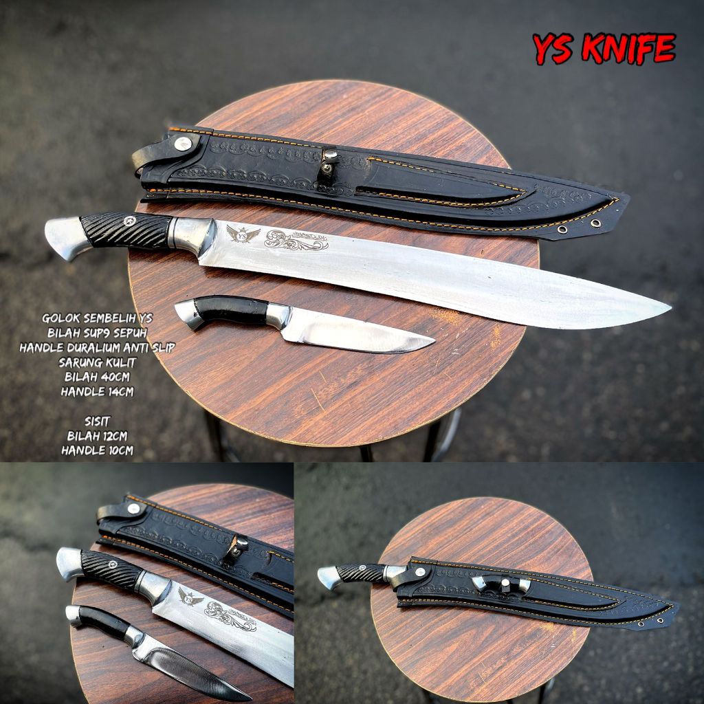 Terbaru pisau set YS sarung kulit bilah 40 cm